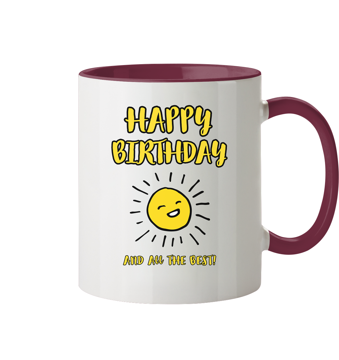 Geburtstagstasse Happy Birthday and all the best • 330 ml zweifarbig