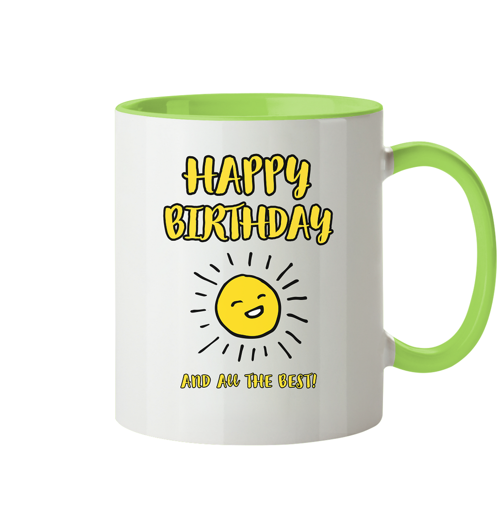 Geburtstagstasse Happy Birthday and all the best • 330 ml zweifarbig