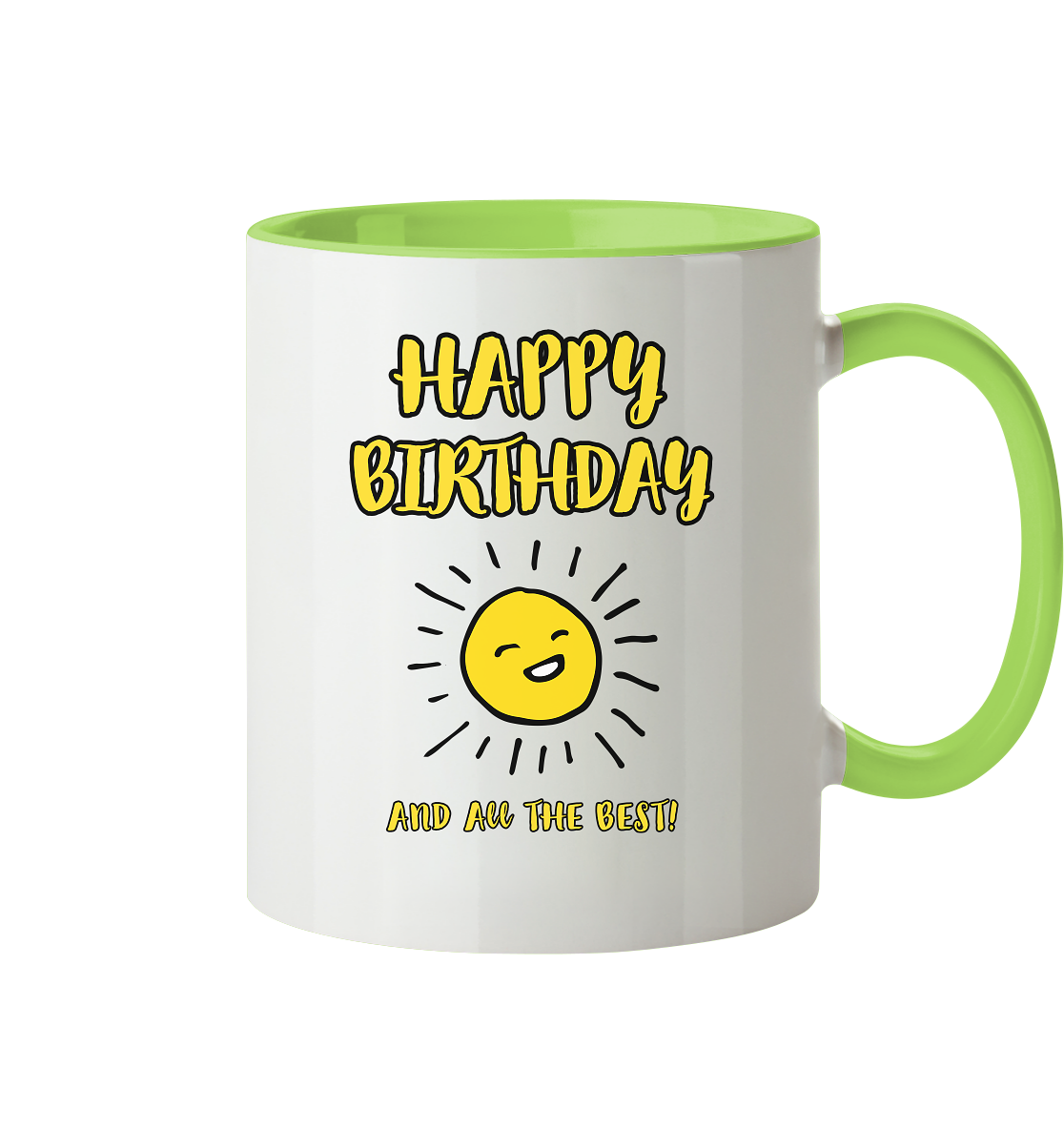 Geburtstagstasse Happy Birthday and all the best • 330 ml zweifarbig
