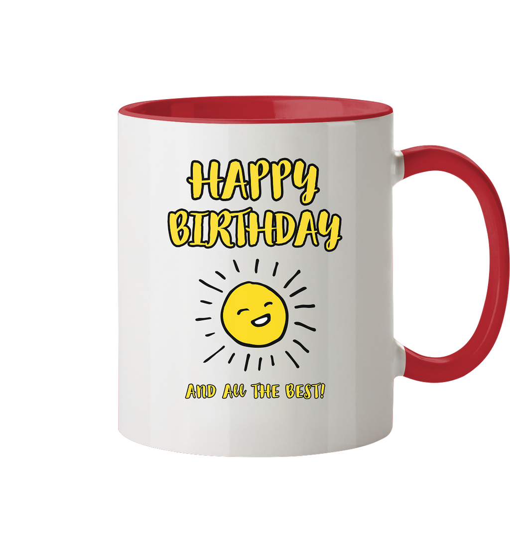 Geburtstagstasse Happy Birthday and all the best • 330 ml zweifarbig