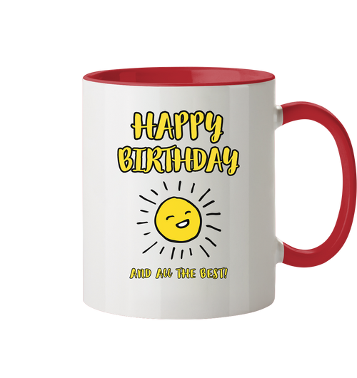 Geburtstagstasse Happy Birthday and all the best • 330 ml zweifarbig