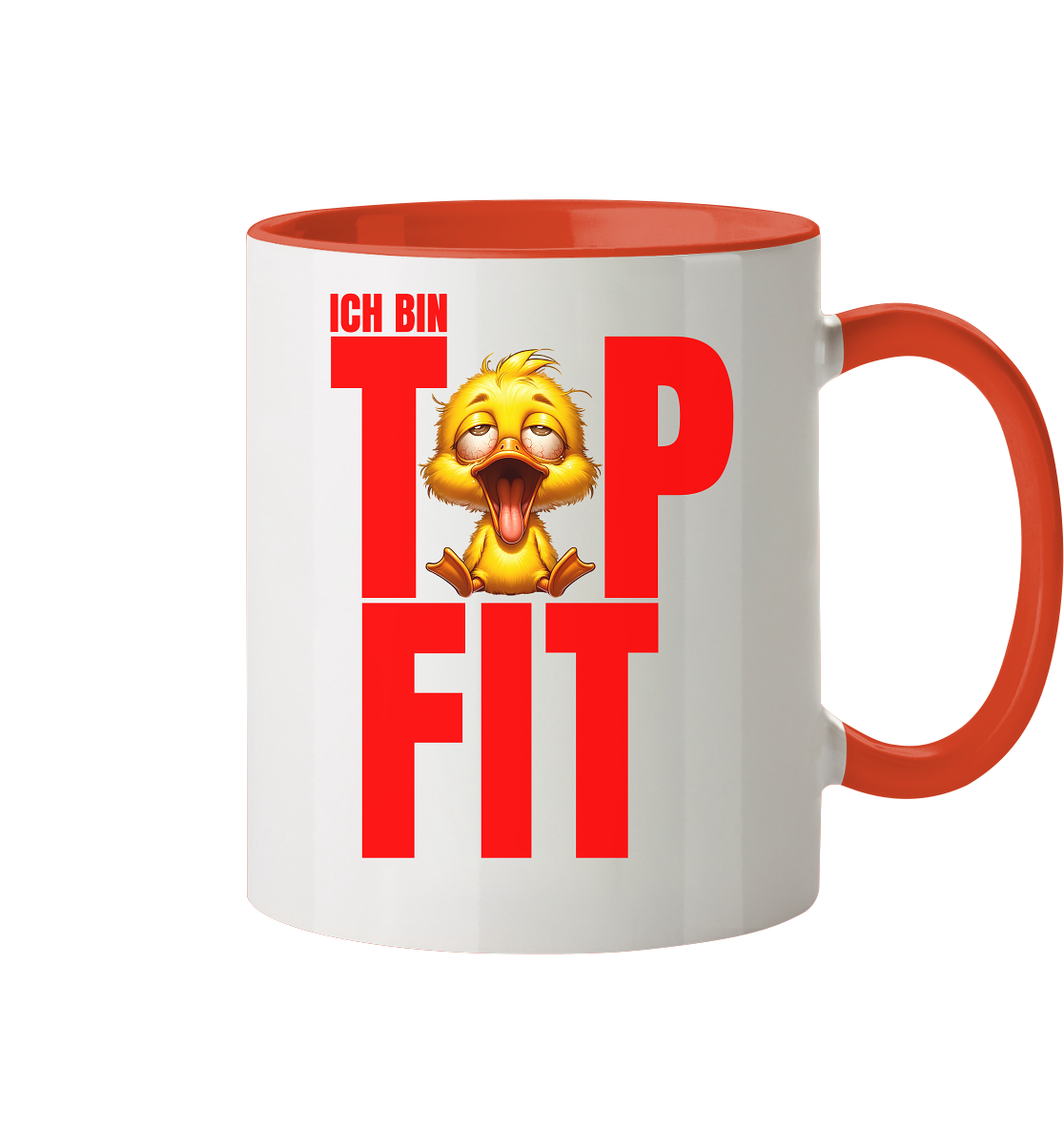 Lustige Tasse mit Ente • Ich bin top fit • 330 ml zweifarbig