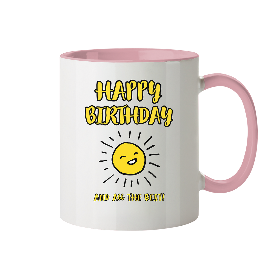 Geburtstagstasse Happy Birthday and all the best • 330 ml zweifarbig