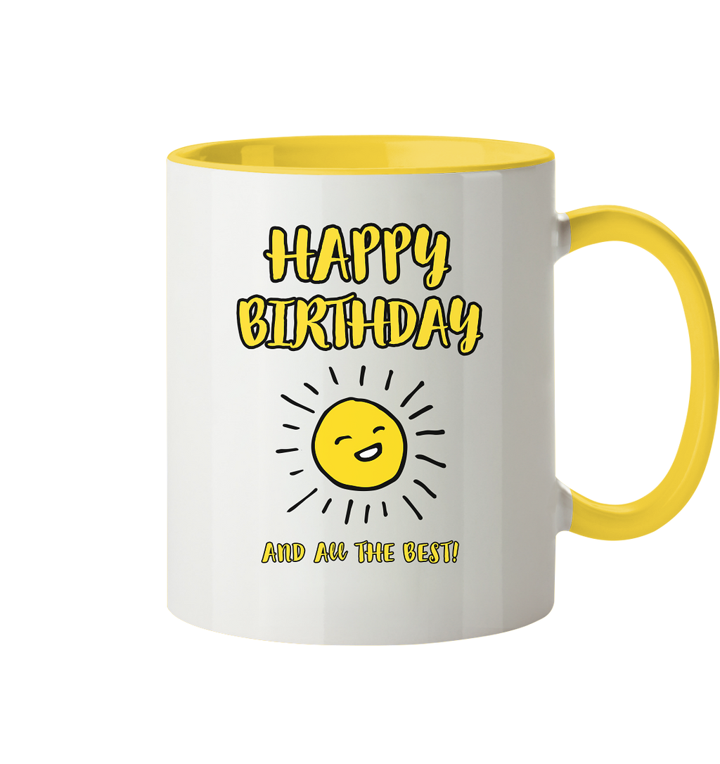Geburtstagstasse Happy Birthday and all the best • 330 ml zweifarbig