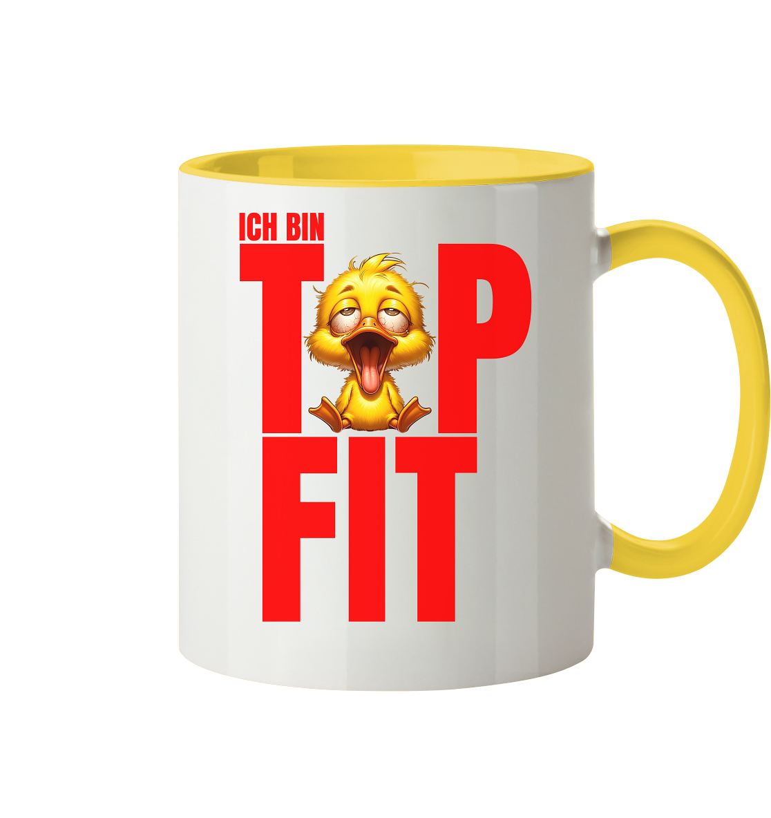 Lustige Tasse mit Ente • Ich bin top fit • 330 ml zweifarbig
