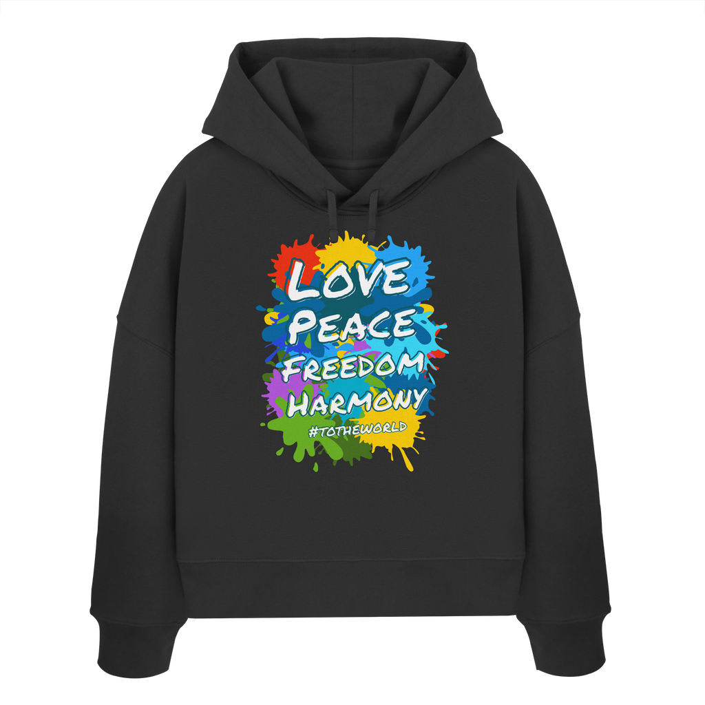 Peace-Damen-Hoodie • Love Peace Freedom Harmony • Bio-Boxcut