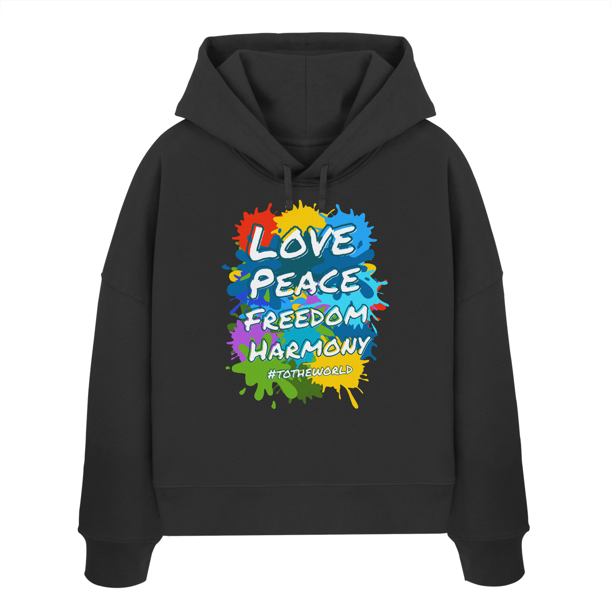Peace-Damen-Hoodie • Love Peace Freedom Harmony • Bio-Boxcut