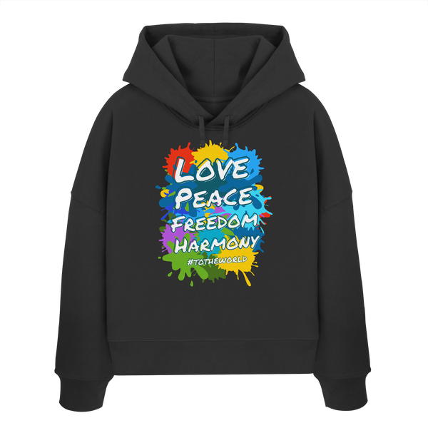 Peace-Damen-Hoodie • Love Peace Freedom Harmony • Bio-Boxcut