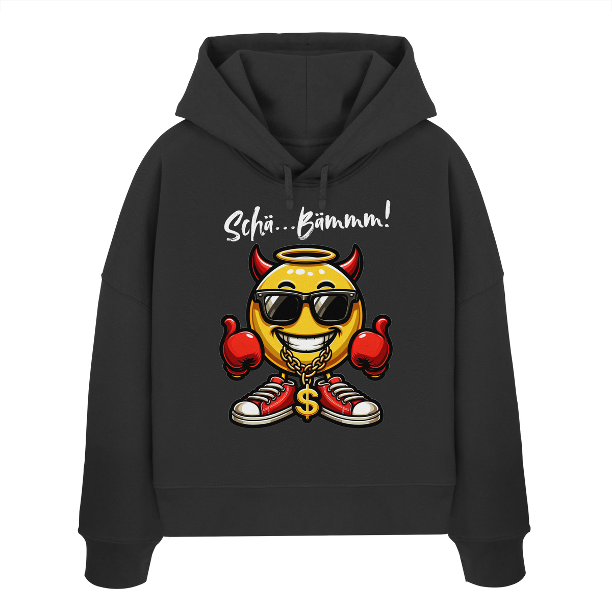 Damen Hoodie mit Emoji • Schä…Bämmm! • Bio-Boxcut