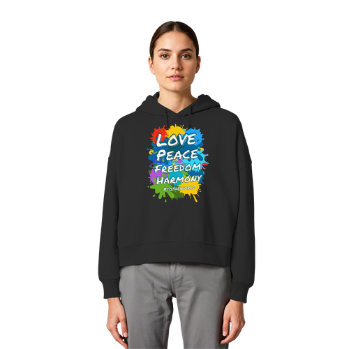 Peace-Damen-Hoodie • Love Peace Freedom Harmony • Bio-Boxcut
