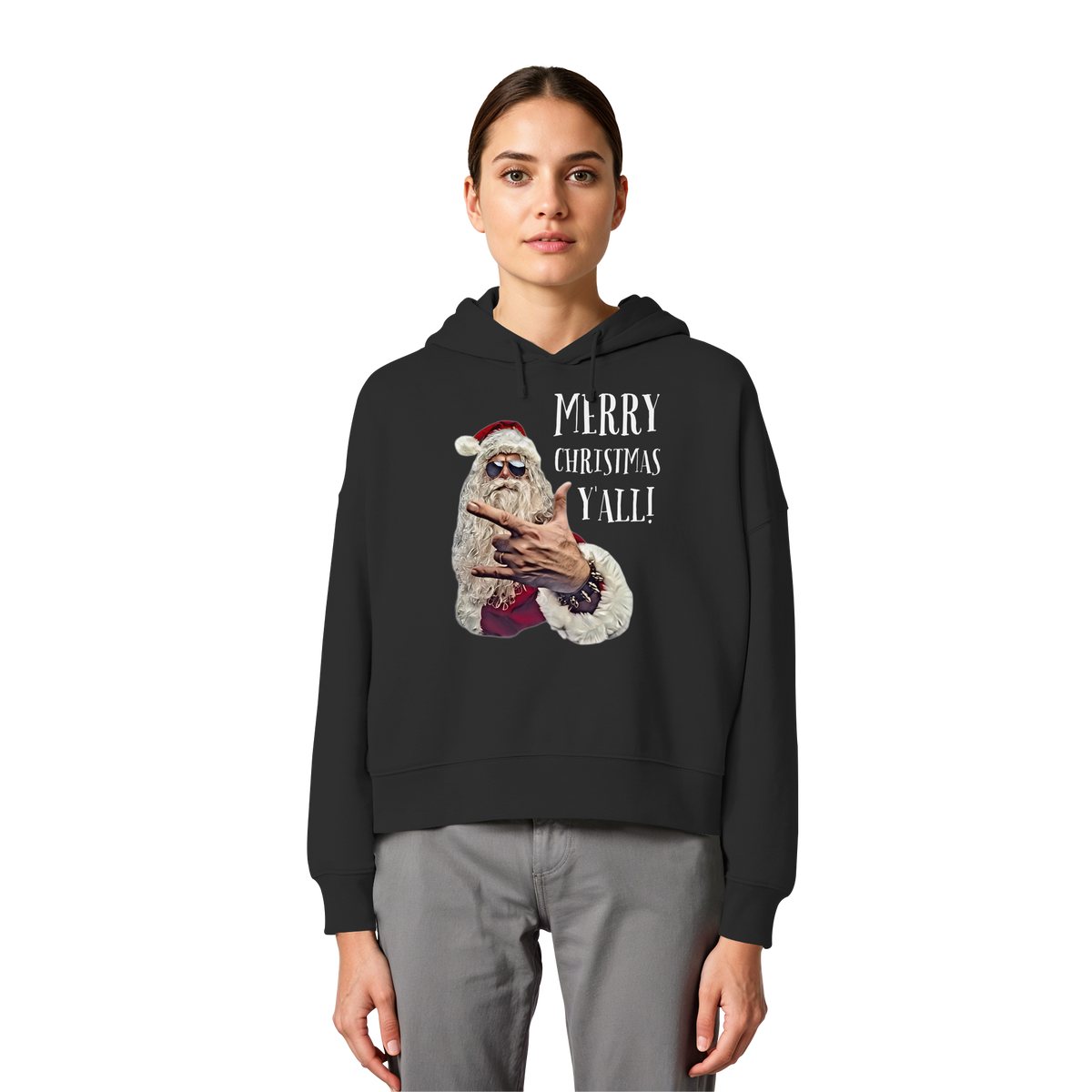 Weihnachts-Hoodie Damen Cool Santa • Merry Christmas y'all • Bio-Boxcut