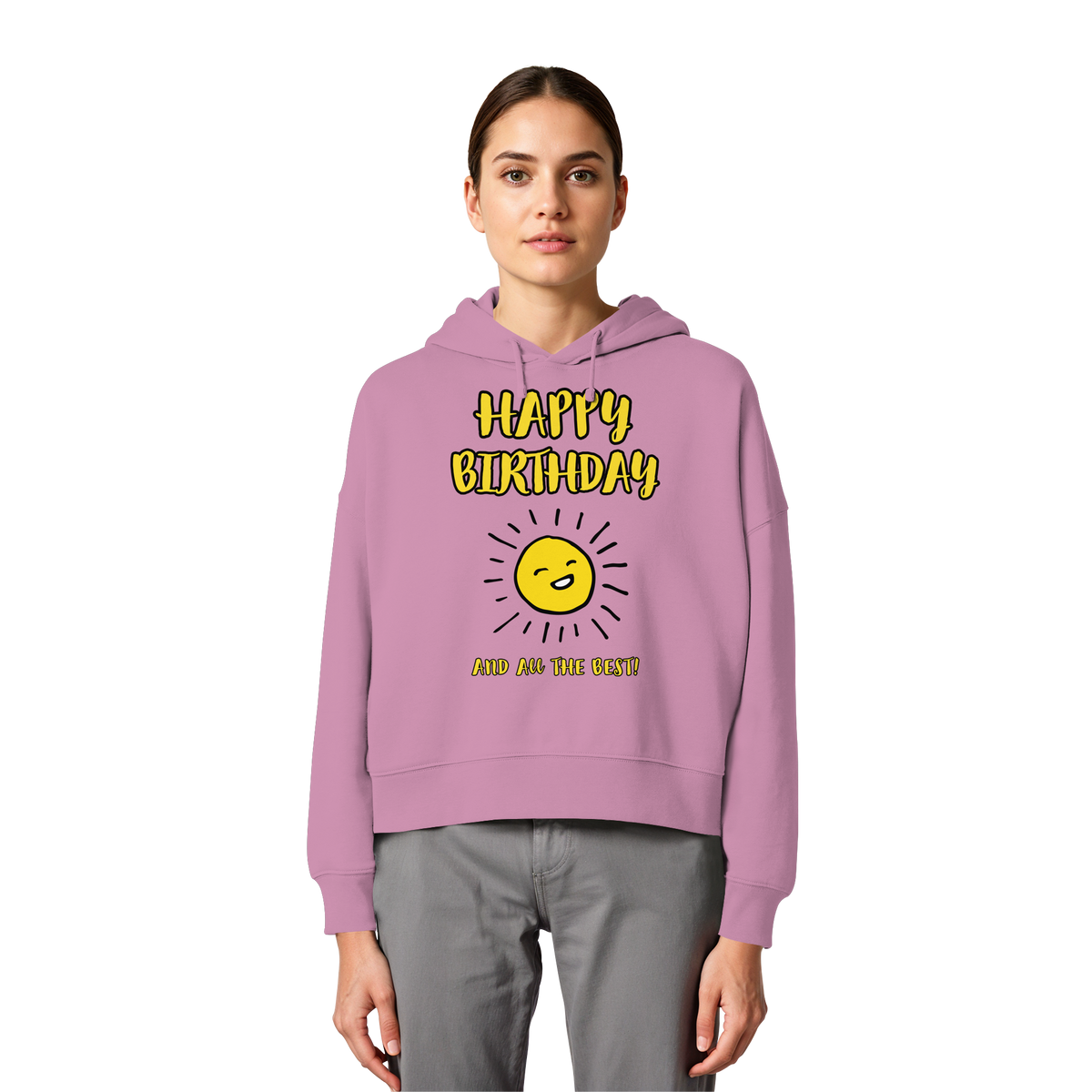 Geburtstags-Hoodie Damen Happy Birthday and all the best • Bio-Boxcut