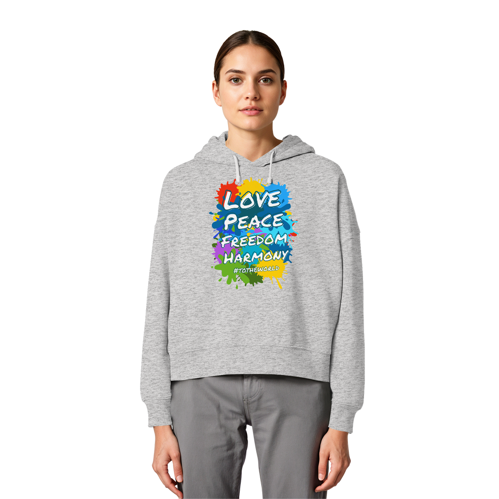 Peace-Damen-Hoodie • Love Peace Freedom Harmony • Bio-Boxcut