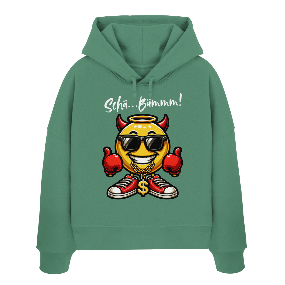 Damen Hoodie mit Emoji • Schä…Bämmm! • Bio-Boxcut