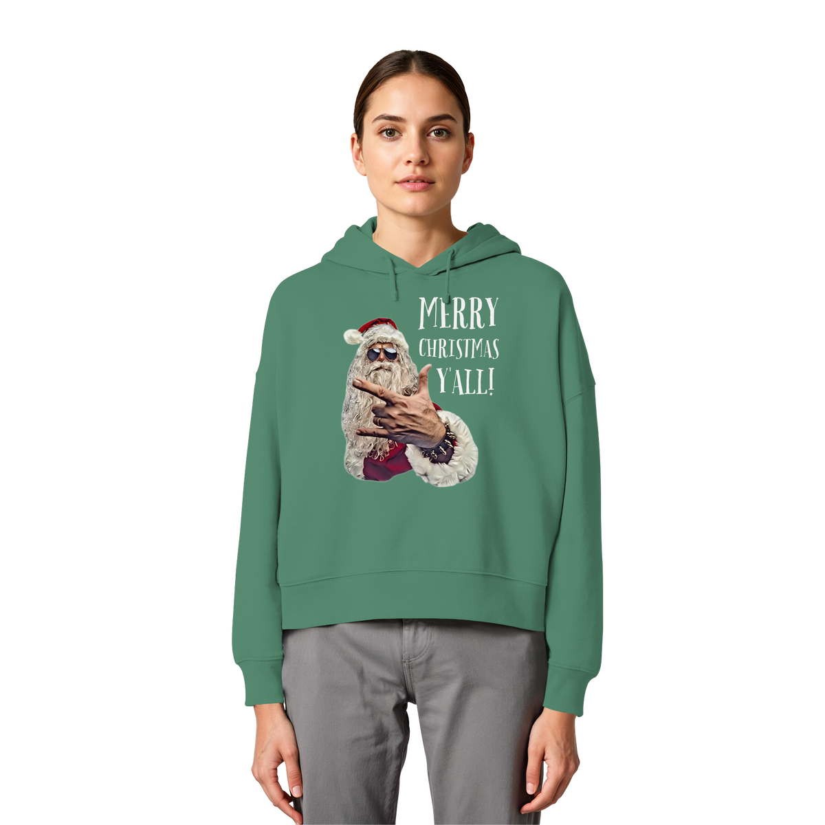 Weihnachts-Hoodie Damen Cool Santa • Merry Christmas y'all • Bio-Boxcut