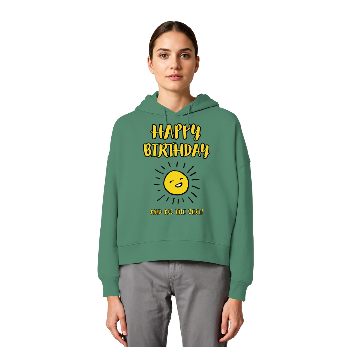Geburtstags-Hoodie Damen Happy Birthday and all the best • Bio-Boxcut