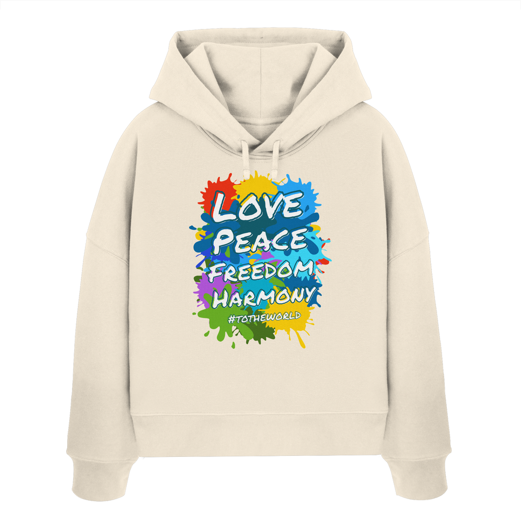 Peace-Damen-Hoodie • Love Peace Freedom Harmony • Bio-Boxcut