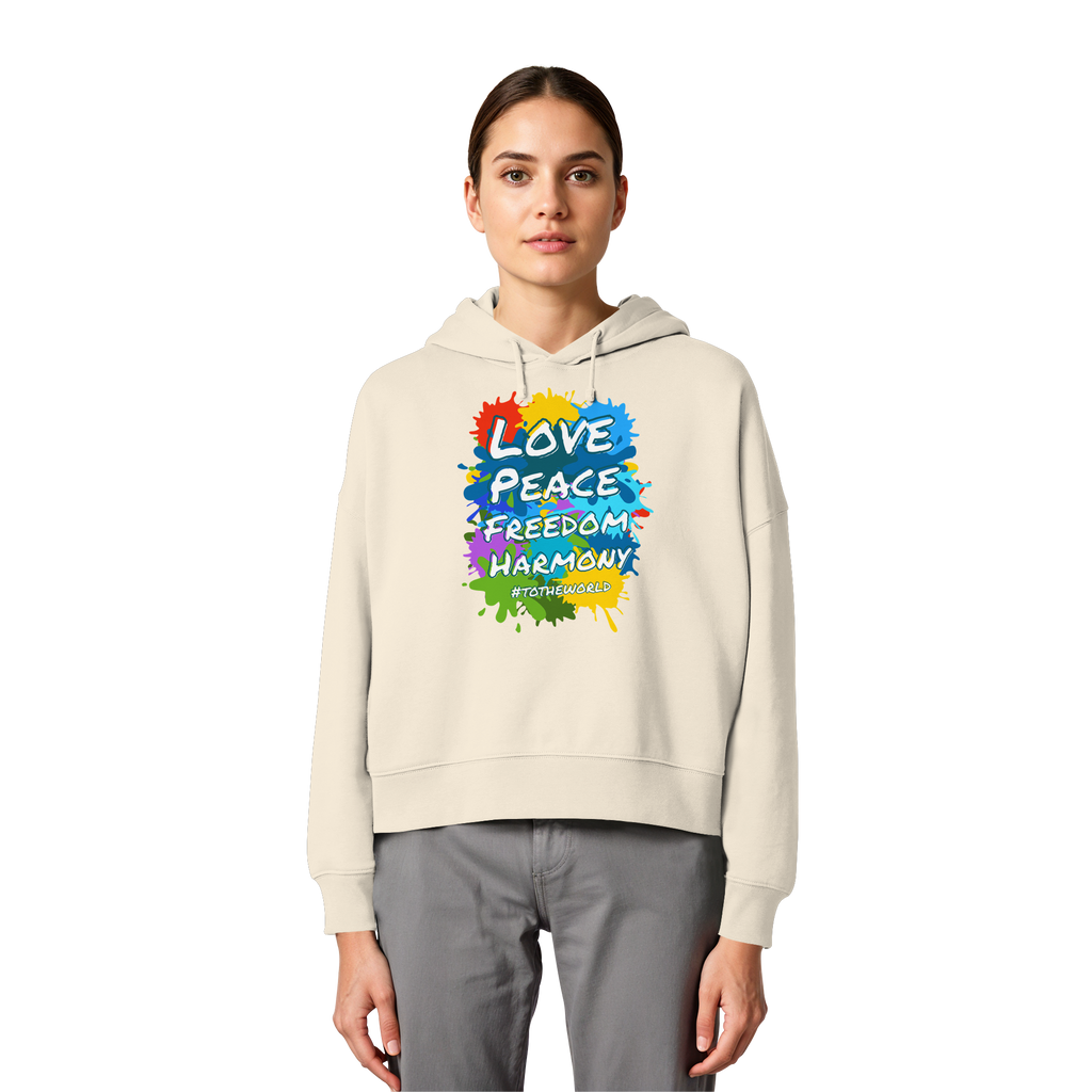 Peace-Damen-Hoodie • Love Peace Freedom Harmony • Bio-Boxcut