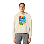 Peace-Damen-Hoodie • Love Peace Freedom Harmony • Bio-Boxcut