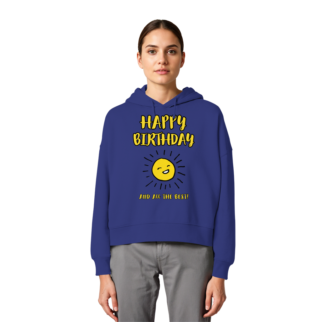 Geburtstags-Hoodie Damen Happy Birthday and all the best • Bio-Boxcut