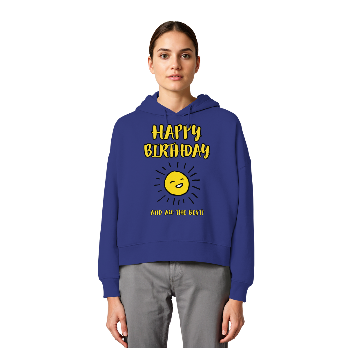 Geburtstags-Hoodie Damen Happy Birthday and all the best • Bio-Boxcut