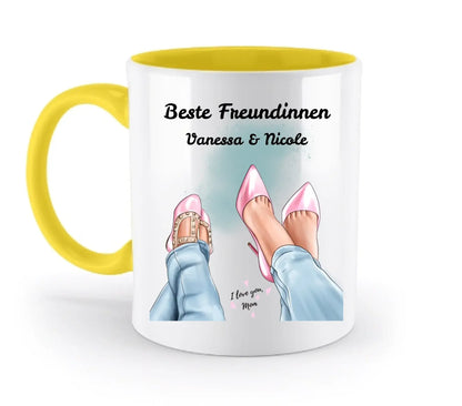 Füße mit Schuhen • 3 Motive • verfügbar (personalisierbare Figuren) Mama Tochter Freundinnen - Zweifarbige Tasse