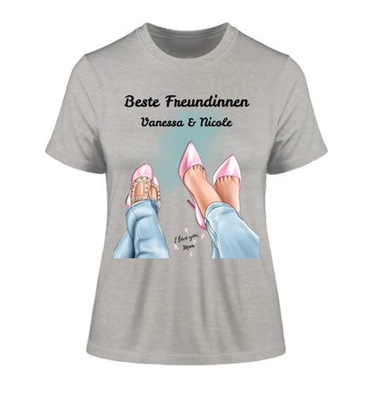 Füße mit Schuhen • 3 Motive • verfügbar (personalisierbare Figuren) Mama Tochter Freundinnen - Damen T-Shirt (Fitted)