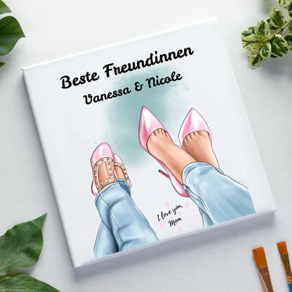 Füße mit Schuhen • 3 Motive • verfügbar (personalisierbare Figuren) Mama Tochter Freundinnen - Leinwand