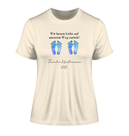 Fußabdrücke mit 0-4 Kindern (personalisierbare Figuren) - Damen T-Shirt (Fitted) • Bio / Natural / 2XL