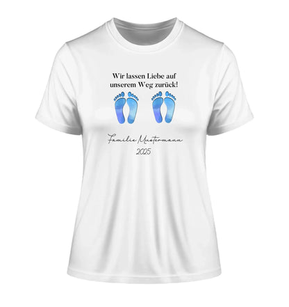 Fußabdrücke mit 0-4 Kindern (personalisierbare Figuren) - Damen T-Shirt (Fitted) • Bio / White / 2XL