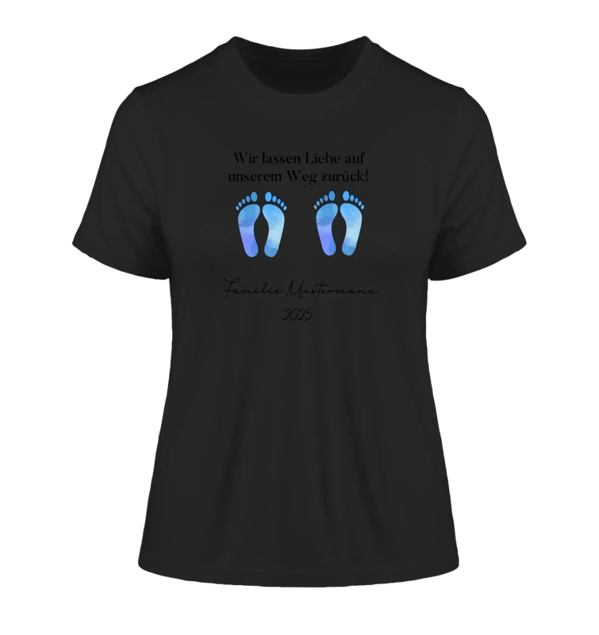 Fußabdrücke mit 0-4 Kindern (personalisierbare Figuren) - Damen T-Shirt (Fitted) • Bio / Black / 2XL