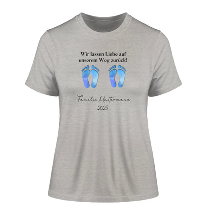Fußabdrücke mit 0-4 Kindern (personalisierbare Figuren) - Damen T-Shirt (Fitted) • Bio / Heather Grey / 2XL