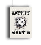 Schwarzweißer fußballposter mit classic fußball und personalisiertem text anppiff oben martin unten aus statement collection