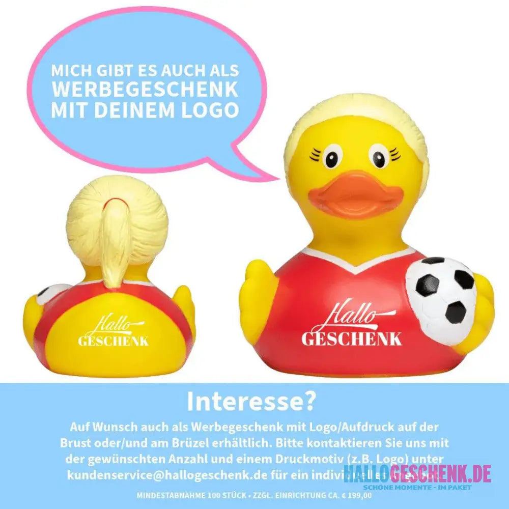 Fußballerin Fußball Spielerin Quietsche-Ente / Badeente