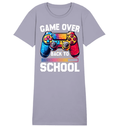 GAME OVER • BACK TO SCHOOL • Schule • Schulanfang • Ladies Premium T-Shirt Kleid aus Bio - Baumwolle S - 2XL • Exklusivdesign • personalisiert von HalloGeschenk.de