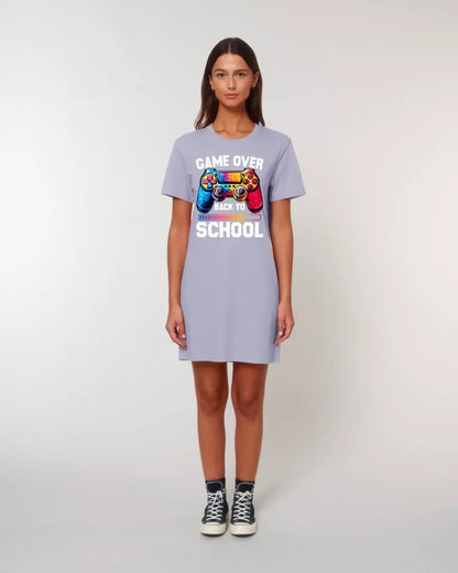 GAME OVER • BACK TO SCHOOL • Schule • Schulanfang • Ladies Premium T-Shirt Kleid aus Bio - Baumwolle S - 2XL • Exklusivdesign • personalisiert von HalloGeschenk.de