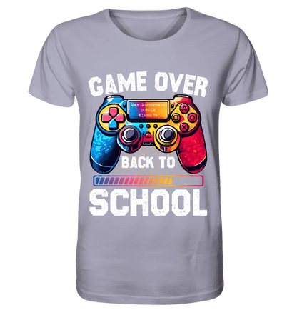 GAME OVER • BACK TO SCHOOL • Schule • Schulanfang • Unisex Premium T-Shirt XS - 5XL aus Bio - Baumwolle für Damen & Herren • Exklusivdesign • personalisiert von HalloGeschenk.de