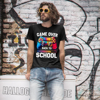 GAME OVER • BACK TO SCHOOL • Schule • Schulanfang • Unisex Premium T-Shirt XS - 5XL aus Bio - Baumwolle für Damen & Herren • Exklusivdesign • personalisiert von HalloGeschenk.de