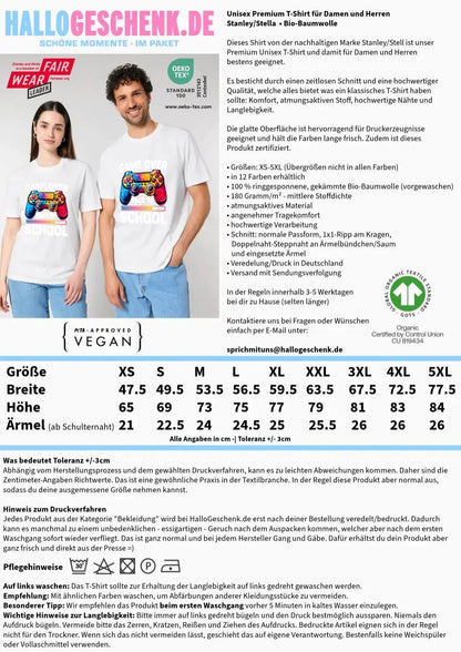 GAME OVER • BACK TO SCHOOL • Schule • Schulanfang • Unisex Premium T-Shirt XS - 5XL aus Bio - Baumwolle für Damen & Herren • Exklusivdesign • personalisiert von HalloGeschenk.de