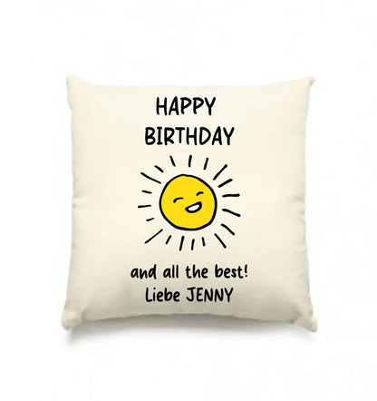 Geburtstag Motiv 1 • mehrere Artikel • ’Statement-Collection’ • Wunschtext • Mein - Kissen / Natur / 40cm-x-40cm