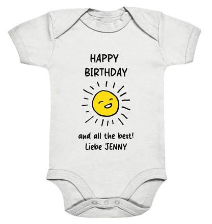 Geburtstag Motiv 2 • mehrere Artikel • ’Statement-Collection’ • Wunschtext • Mein - Premium Baby Bodysuit • Bio / White