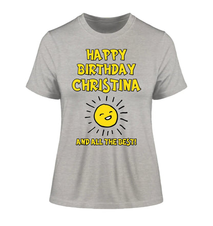 Geburtstagsdesign mit Wunschname (personalisierbare Motive) - Damen T-Shirt (Fitted) • Bio / Heather Grey / 2XL