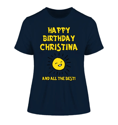 Geburtstagsdesign mit Wunschname (personalisierbare Motive) - Damen T-Shirt (Fitted) • Bio / French Navy / 2XL