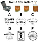 Glas whiskey karaffe mit klarem stopfen und gravur famous gerald aus bundle style geschenkset mit 2 tumblern