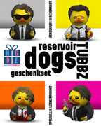 Gelbe gummienten im geschenkset reservoir dogs als charaktere aus dem film mit distinct outfits und accessoires