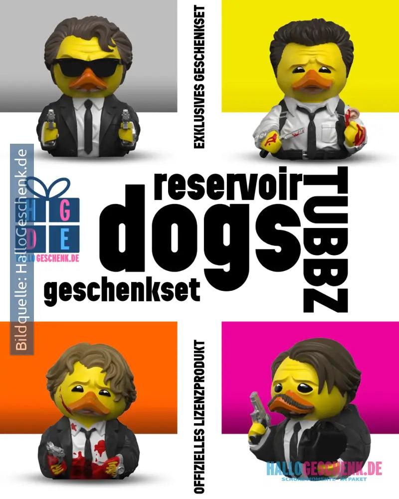 Geschenkset: reservoir dogs - 4 Tubbz • Badeenten • Gummienten • Blitzdeal für kurze Zeit - Badeenten