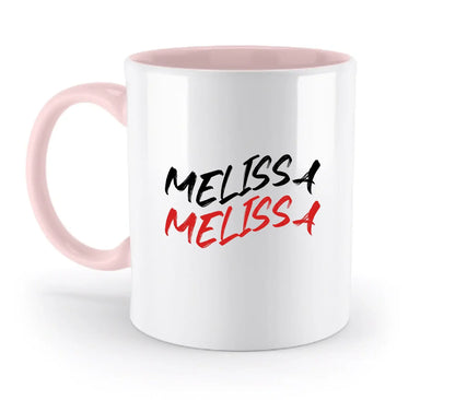 Geschwungener Name • 3 Motive verfügbar (personalisierbare Motive) - Zweifarbige Tasse / Powder-Pink / 330ml