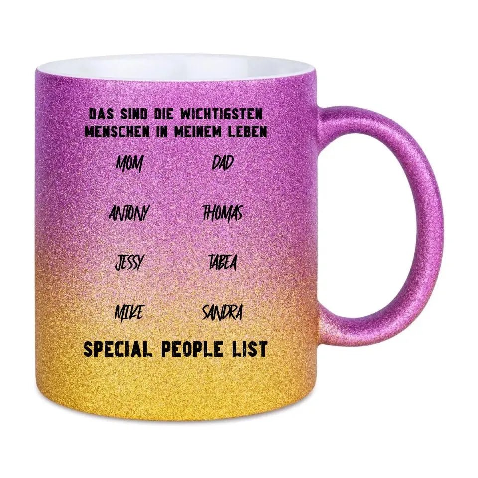 Gestalte den Text - Glitzertasse mit Farbverlauf von HalloGeschenk.de