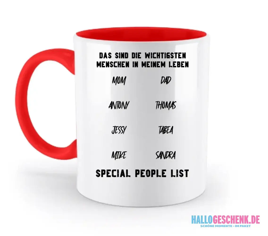 Gestalte den Text - zweifarbige Tasse
