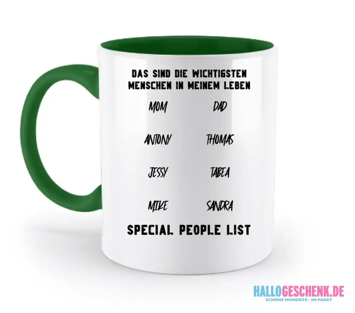 Gestalte den Text - zweifarbige Tasse